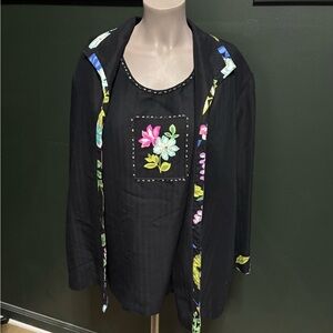 Alfred Dunner vintage matching tank and jacket with beaded neckline. Grandmacore